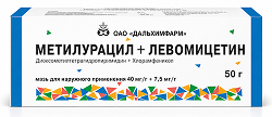 Метилурацил+Левомицетин 40мг/г + 7,5мг/г 50г мазь для наружного применения