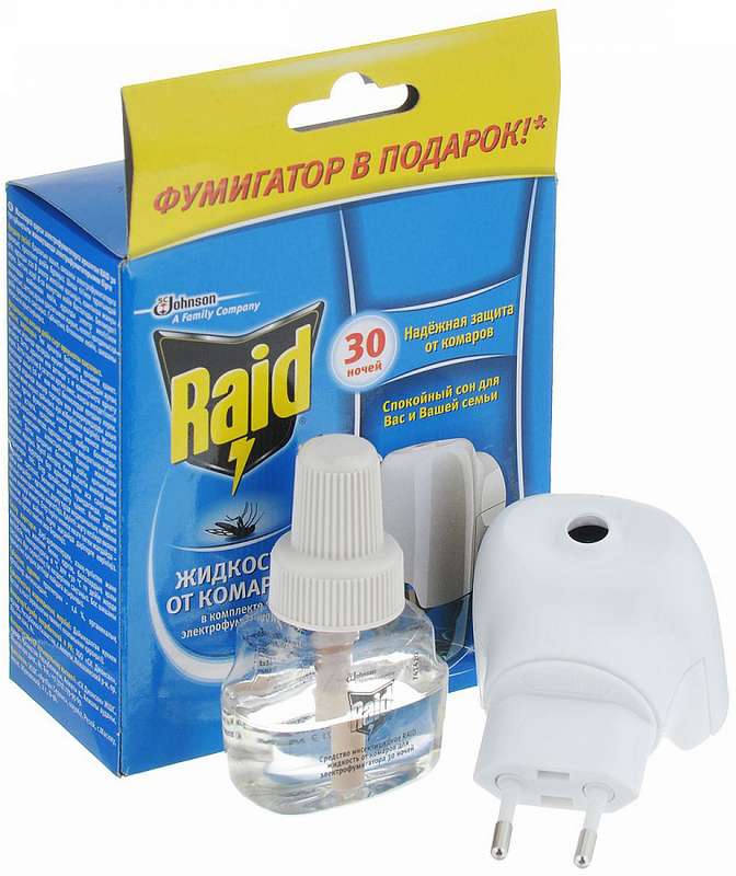 

РЕЙД (RAID) КОМПЛЕКТ электрофумигатор+жидкость 30 ночей