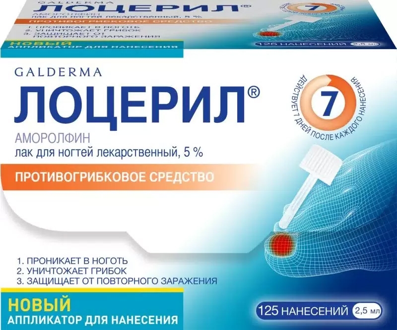Лоцерил 5% 2,5мл лак для ногтей