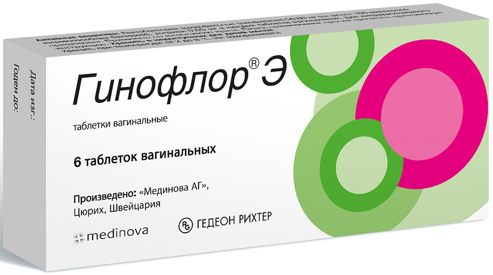 Гинофлор Э 50мг+0,03мг 12 шт. таблетки вагинальные