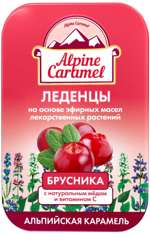 Альпийская Карамель леденцы детские Мёд/Витамин С/Брусника 53г