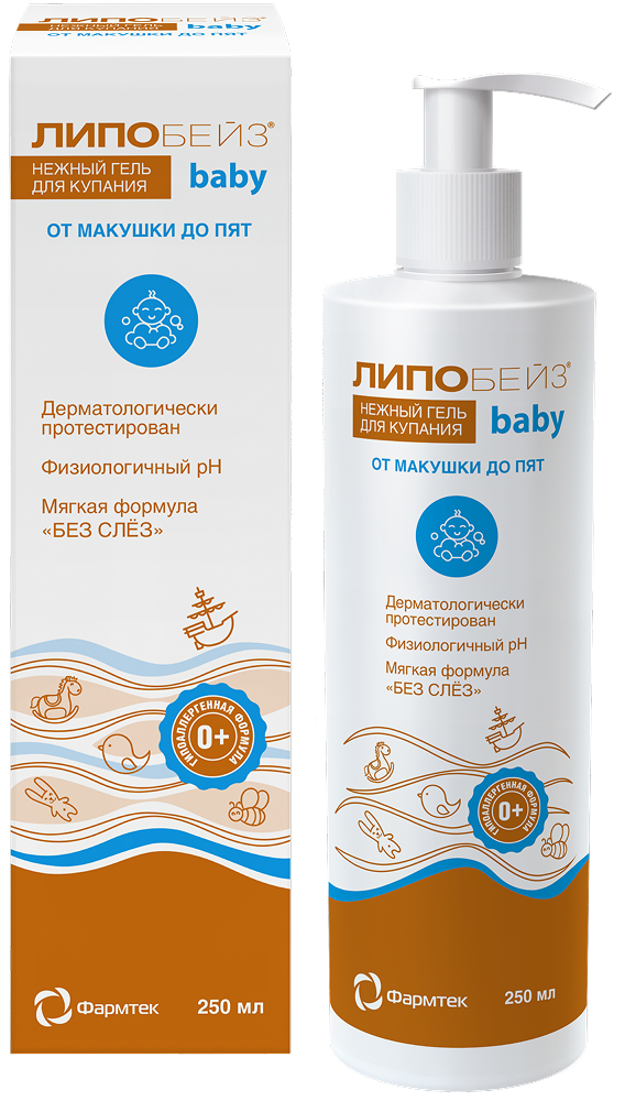 Липобейз Бэби гель нежный для купания от макушки до пят 250мл