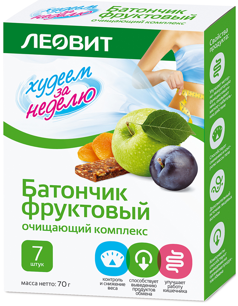 Леовит биослимика батончик фруктовый очищающий комплекс 10г 7 шт.