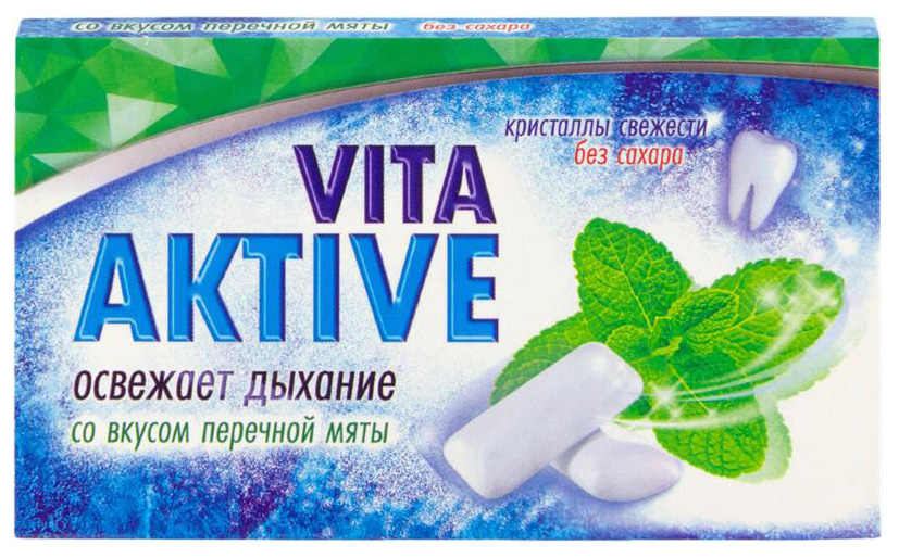 

ВИТА АКТИВ резинка жевательная без сахара Перечная Мята 16г