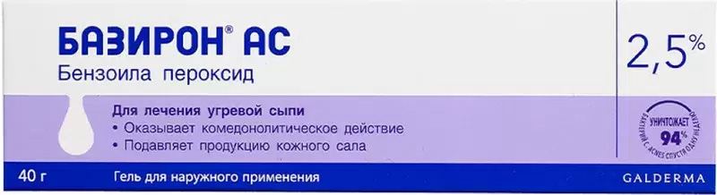 Базирон Ас 2,5% 40г гель для наружного применения