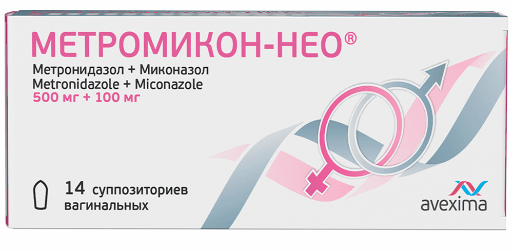 Метромикон Нео 500мг+100мг 14 шт. суппозитории вагинальные