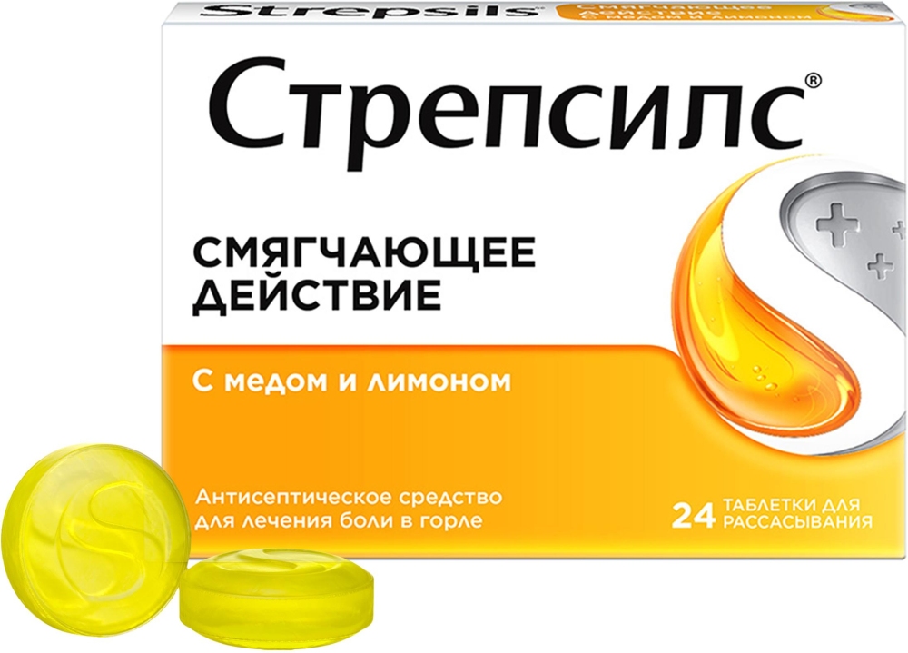 Стрепсилс 24 шт. таблетки для рассасывания Мед-Лимон, фото №1