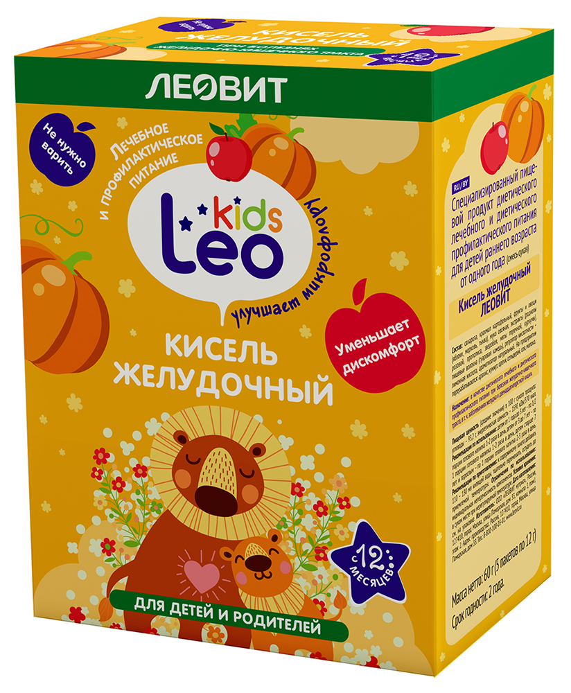 Леовит лео кидс кисель для детей желудочный 12г 5 шт.