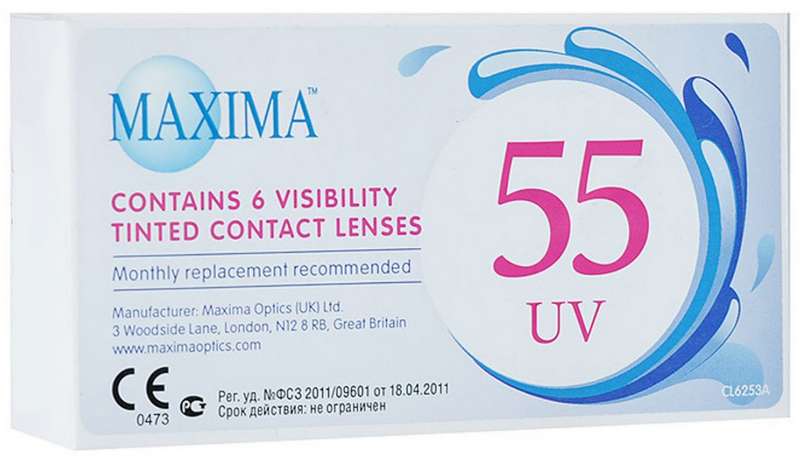 МАКСИМА линзы контактные 55 UV 8,6 (-2,75) 6 шт.