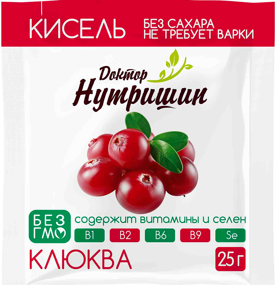 Доктор Нутришин кисель без сахара Клюква 25г, фото №1