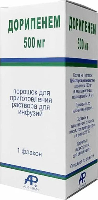 Дорипенем 500мг 1 шт. порошок для приготовления раствора для инфузий
