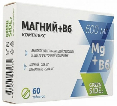 

МАГНИЙ + В6 КОМПЛЕКС таблетки 60 шт.