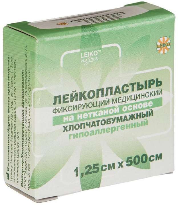 

ЛЕЙКО ПЛАСТЫРЬ 1,25х500 нетканая основа в картонной упаковке