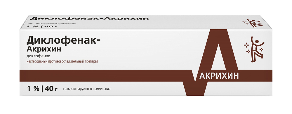 Диклофенак- акрихин 1% 40г гель для наружного применения