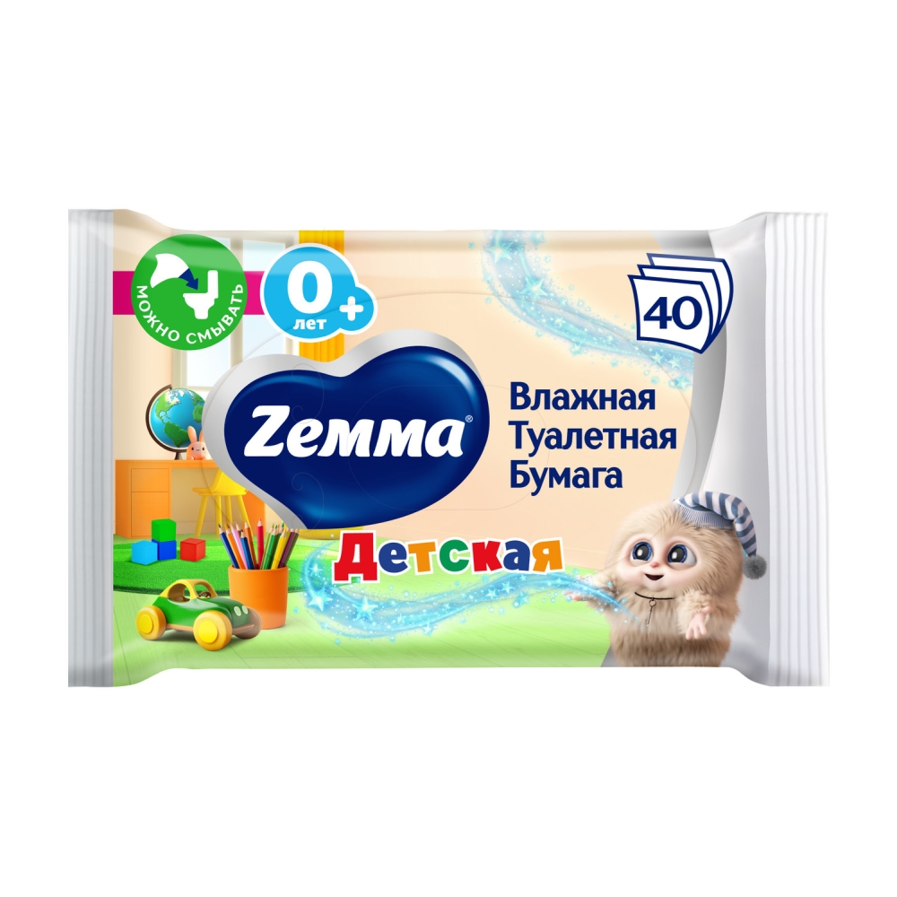 Земма бумага туалетная влажная детская 40 шт.