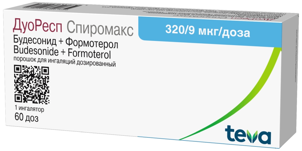 Дуоресп спиромакс 320мкг/9мкг 60доз 3 шт. порошок для ингаляций дозированный
