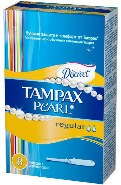 

ТАМПАКС ДИСКРИТ ПЕРЛ тампоны с аппликатором Регуляр 8 шт.