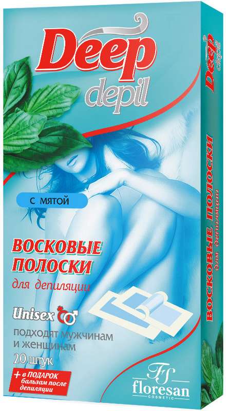 

ФЛОРЕСАН ДИП ДЕПИЛ полоски восковые для депиляции унисекс с Мятой (Ф483) 20 шт.