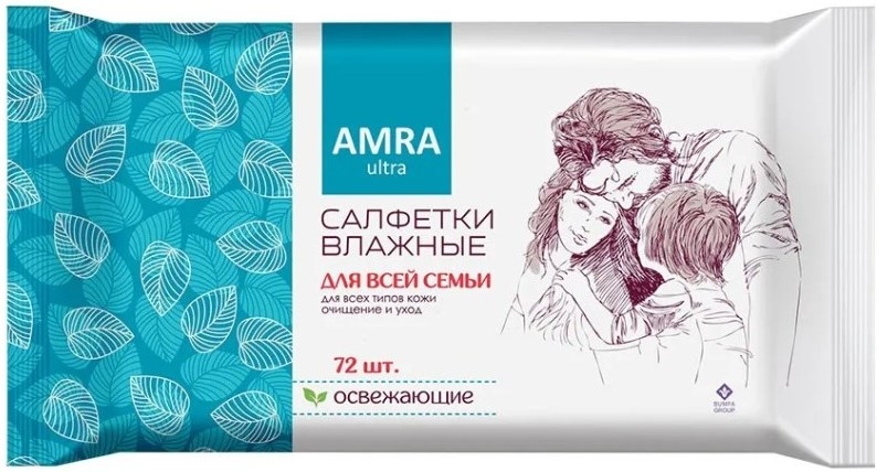Амра салфетки влажные освежающие для всей семьи 72 шт.