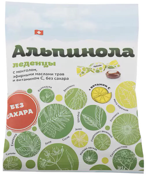 

АЛЬПИНОЛА леденцы без сахара Ментол/Травы/Витамин С/Стевия 75г