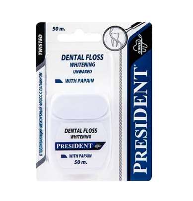 

ПРЕЗИДЕНТ ФЛОСС зубная нить отбеливающая с папаином 50м арт.134