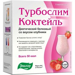 

ТУРБОСЛИМ КОКТЕЙЛЬ Диетический белковый Клубника 5 шт. Эвалар