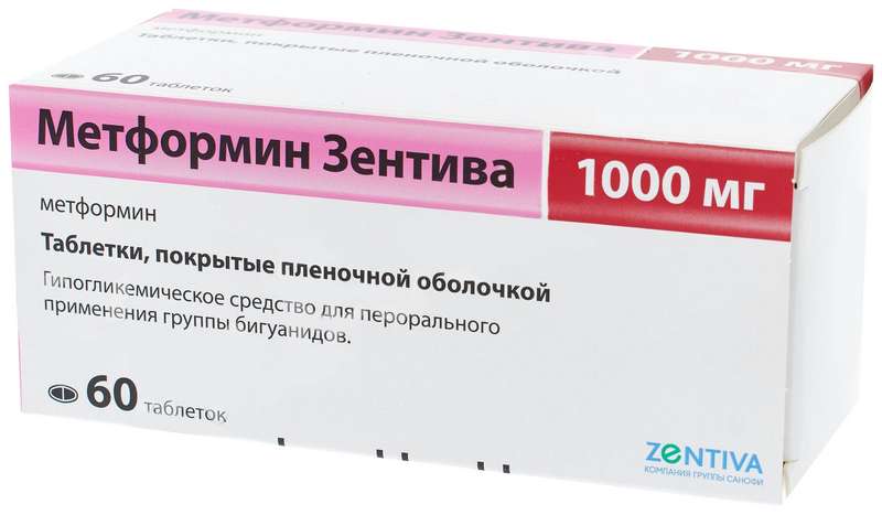 МЕТФОРМИН ЗЕНТИВА таблетки 1000 мг 60 шт.