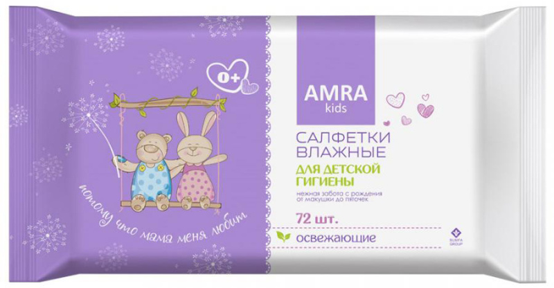 

АМРА БЕБИ салфетки влажные с экстрактом Календулы и Пантенола 72 шт.