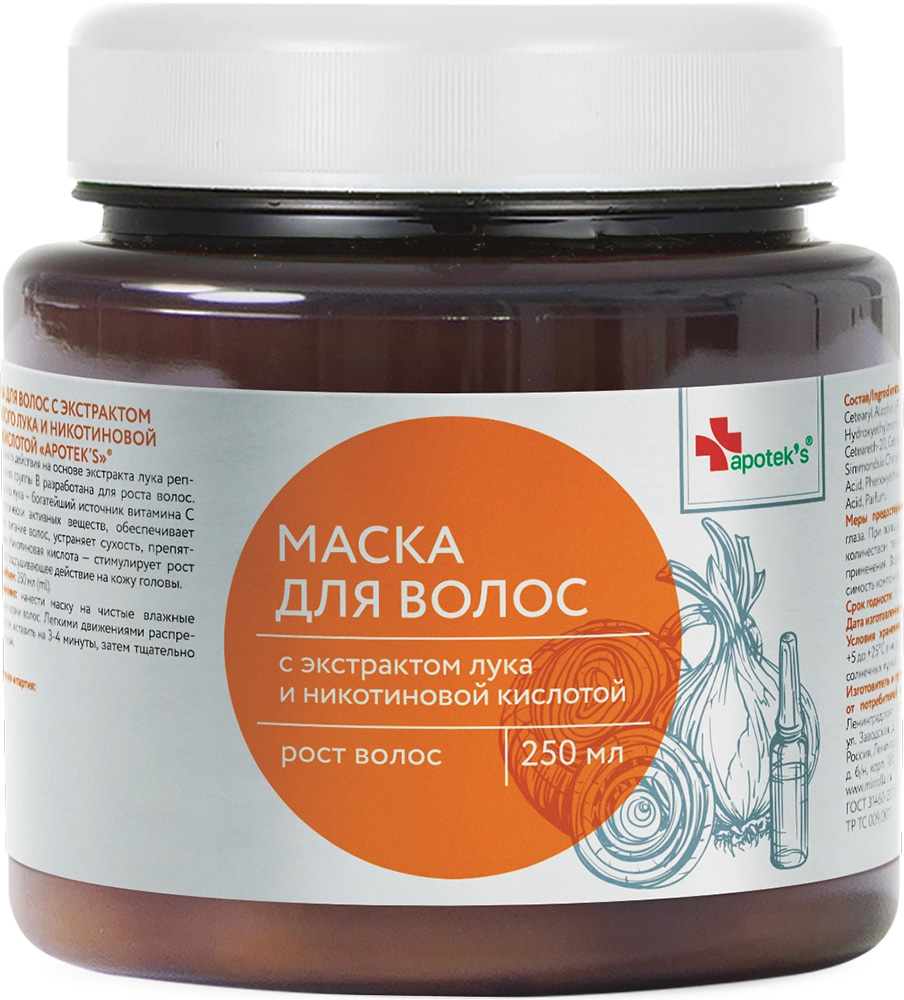 Мирролла Apoteks маска для волос с экстрактом репчатого лука и никотиновой кислотой 250мл Мирролла