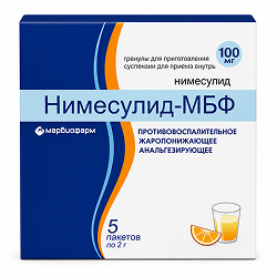 Нимесулид-Мбф 100мг 2г 5 шт. гранулы для приготовления суспензии для приема внутрь Марбиофарм