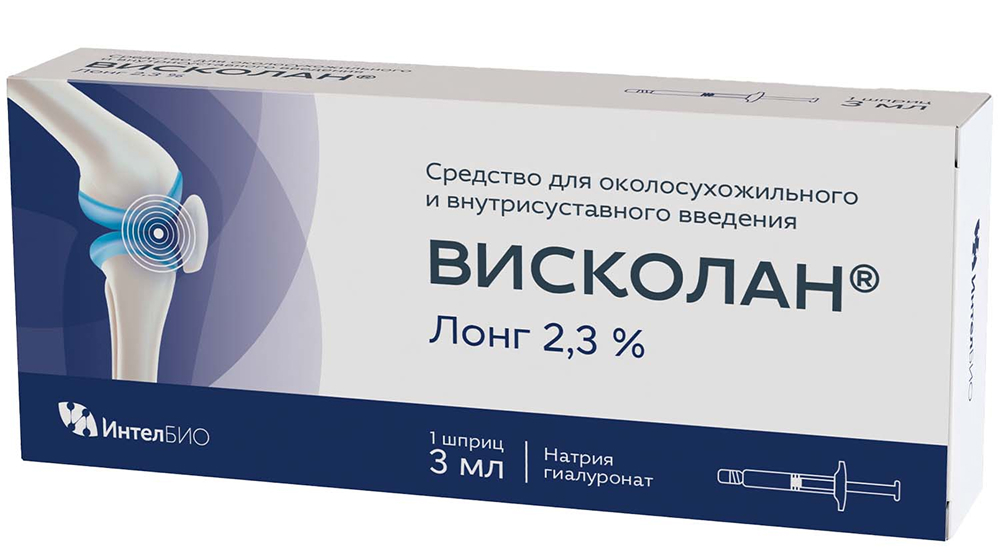 Висколан лонг 2,3% средство для околосухожильного и внутрисуставного введения 3мл