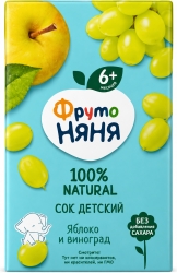 Фрутоняня сок яблоко/виноград 200мл