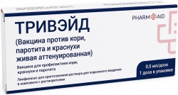 Тривэйд (Вакцина Против Кори, Паротита, Краснухи Живая) 0,5мл/доза 0,5мл лиофилизат для приготовления раствора для подкожного введения Серум Инститьют оф Индия Пвт