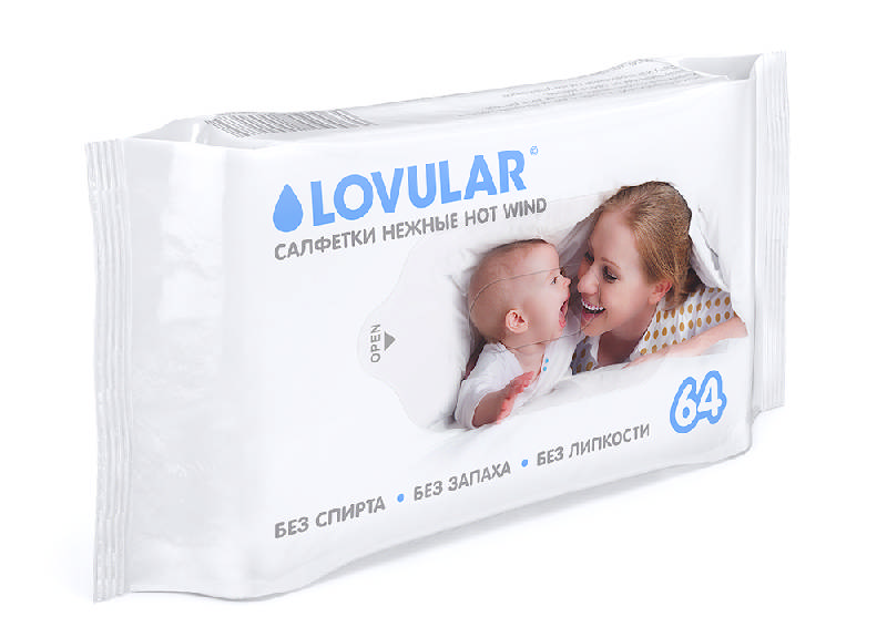

ЛОВУЛАР салфетки влажные Хот Вайнд 64 шт.