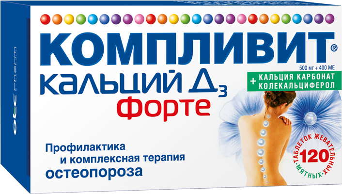 

КОМПЛИВИТ КАЛЬЦИЙ Д3 ФОРТЕ 120 шт. таблетки жевательные Мята