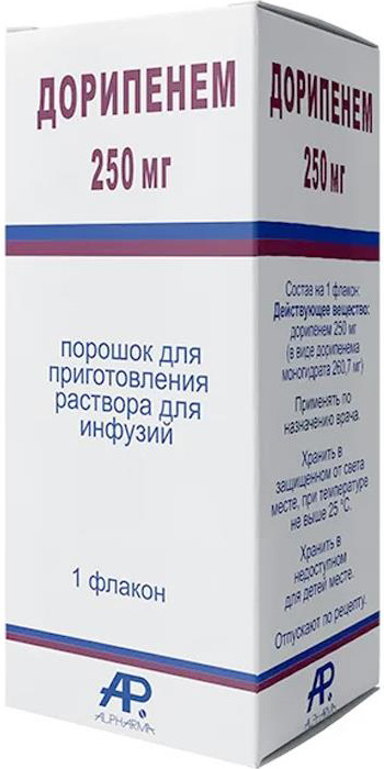 Дорипенем 250мг 1 шт. порошок для приготовления раствора для инфузий