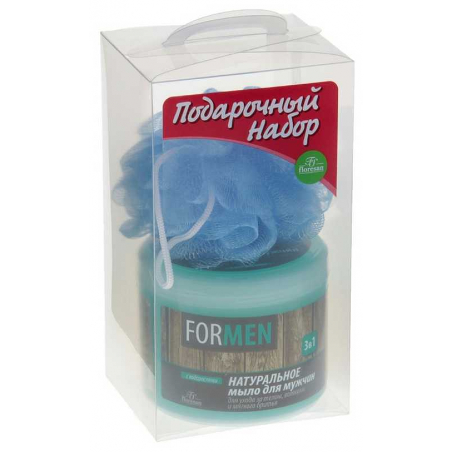 

ФЛОРЕСАН набор для бани (мыло для мужчин натуральное 450мл + мочалка)
