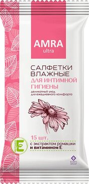 Амра салфетки влажные для интимной гигиены ромашка 15 шт.