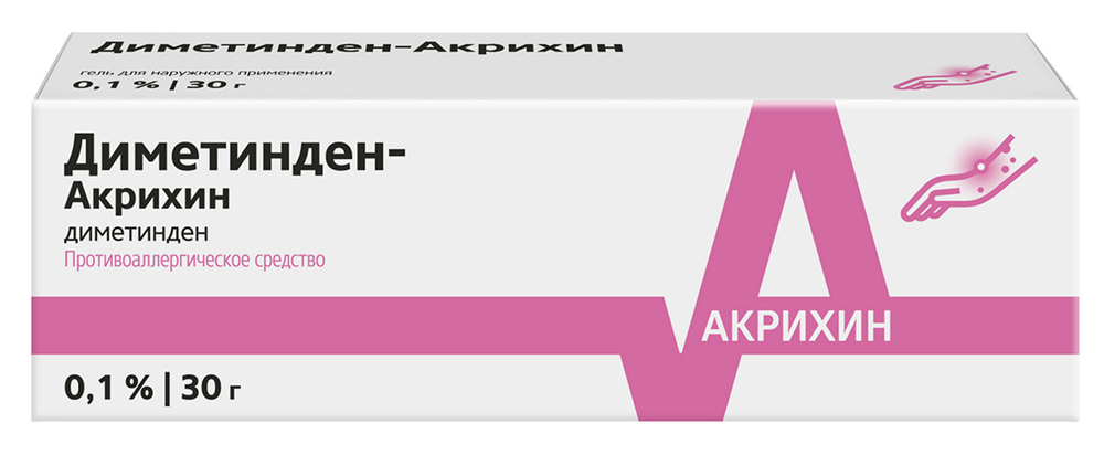 Диметинден-акрихин 0,1% 30г гель для наружного применения