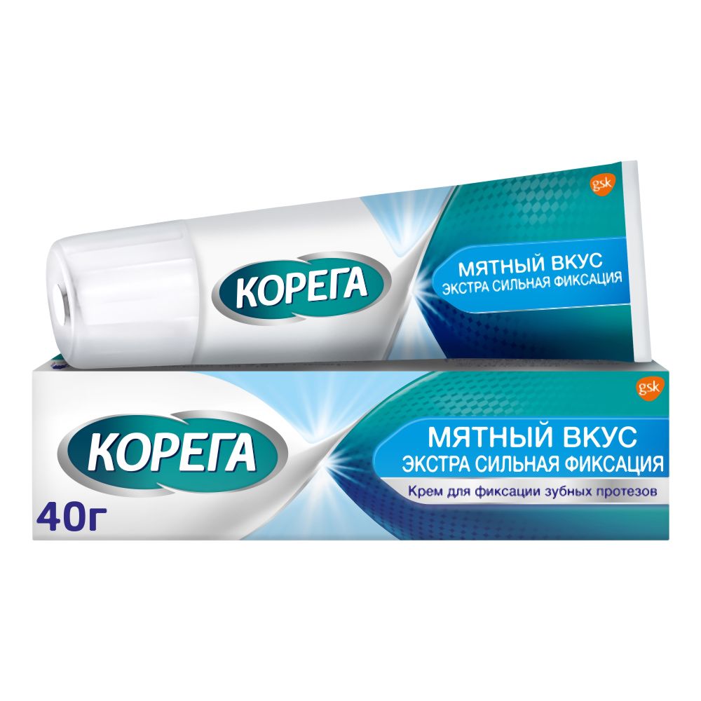 Корега Экстра Сильный Мятный, крем для фиксации зубных протезов, 40г купить по цене от 389 руб в Калуге, заказать с доставкой, инструкция по применению, аналоги, отзывы