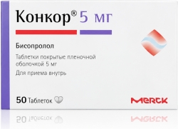 Конкор 5мг 50 шт. таблетки покрытые пленочной оболочкой