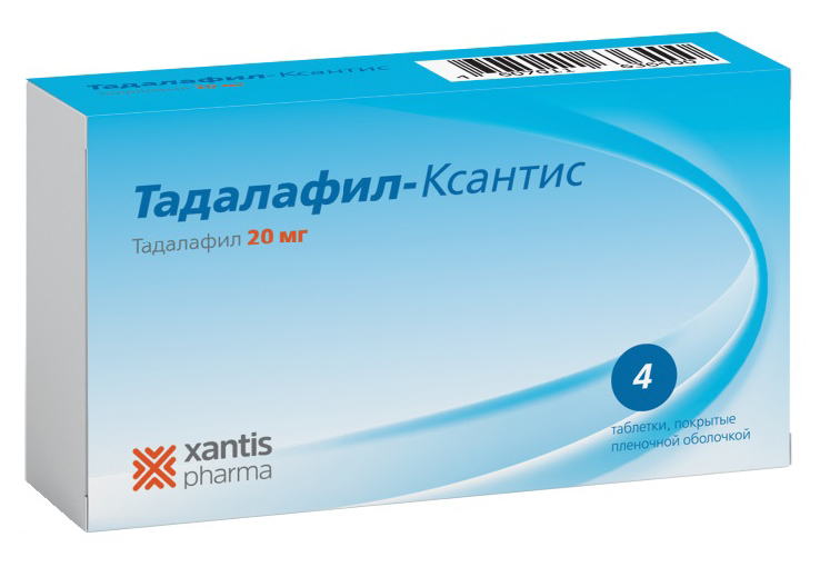 

ТАДАЛАФИЛ-КСАНТИС 20мг 4 шт. таблетки покрытые пленочной оболочкой АЛСИ Фарма