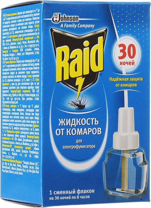 

РЕЙД (RAID) ЖИДКОСТЬ от комаров 30 ночей