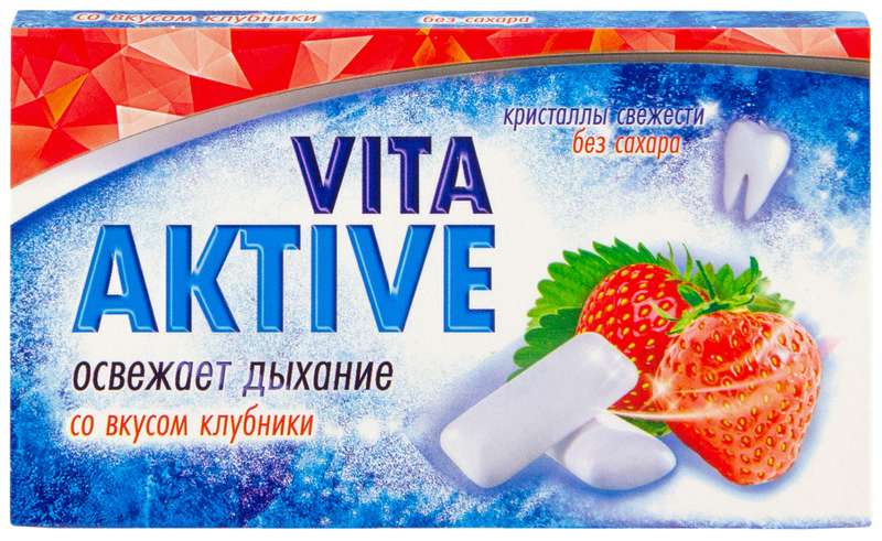 

ВИТА АКТИВ резинка жевательная без сахара Клубника 16г