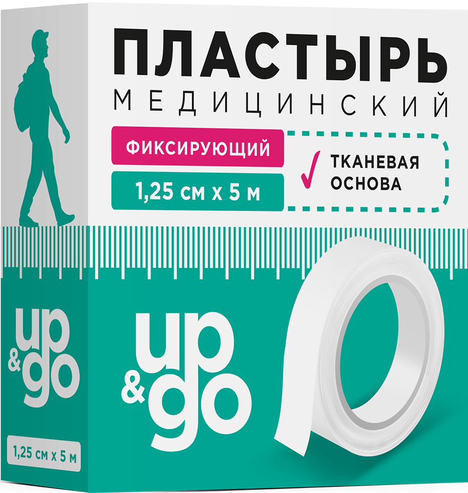 Ап Энд Гоу пластырь медицинский фиксирующий тканевый 1,25смх5м