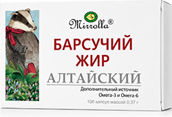 Мирролла барсучий жир алтайский капсулы 0,37г 100 шт.