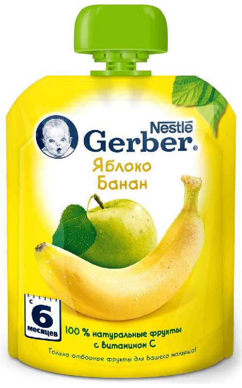 

ГЕРБЕР (GERBER) ПЮРЕ Яблоко/банан 6+ 90г