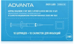 Адванта набор для инъекций (шприц 2мл n10+салфетки спиртовые n10)