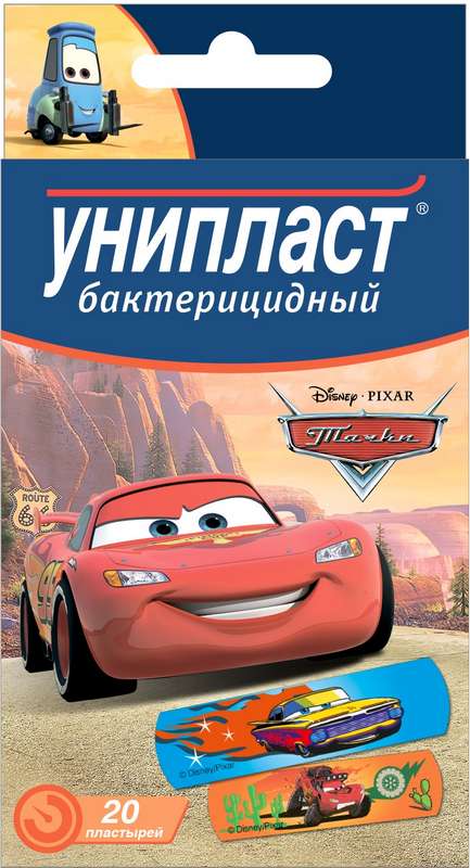 

УНИПЛАСТ пластырь бактерицидный детский Тачки 20 шт.