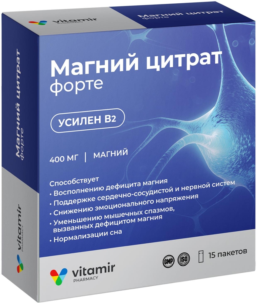 Магний цитрат форте витамир порошок 400мг 15 шт.